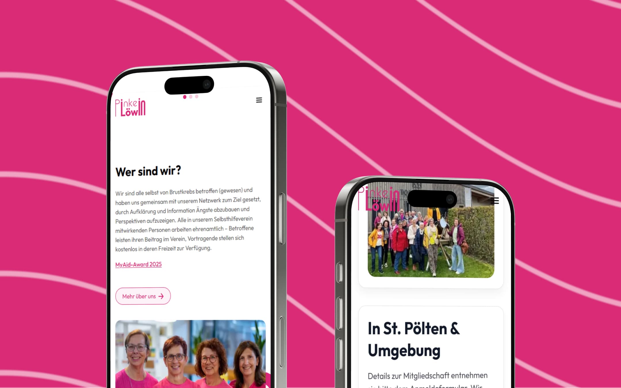 Pinke Löwin Website auf dem Smartphone – Über uns